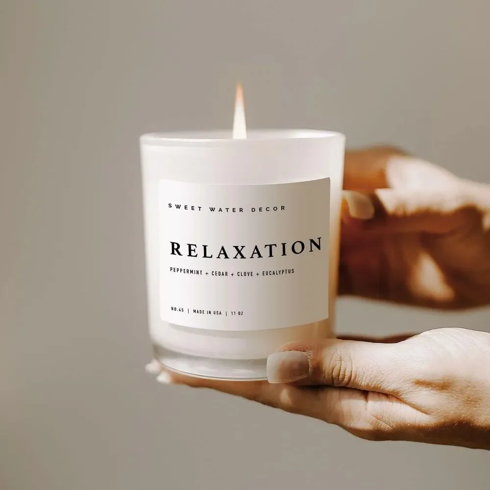 Sweet Water Decor Relaxation Candle 11oz Soy Wax Jar – 50+ Hr Burn Peppermint